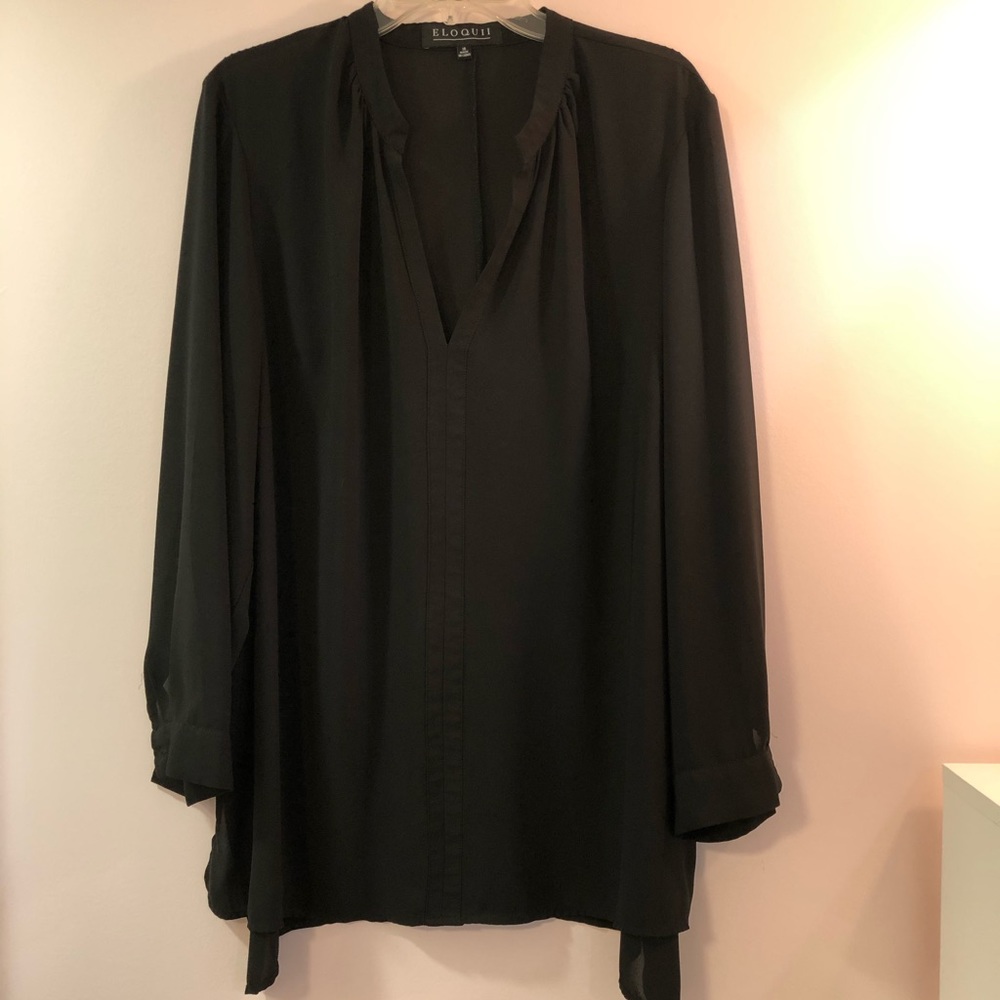 Eloquii high low tunic in black size 16